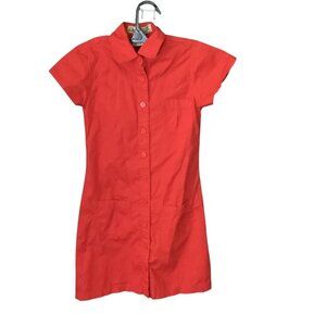 NoFuze Girls Red Button Up Dress Size S Cotton Short Sleeves Collared‎ 3 Pockets